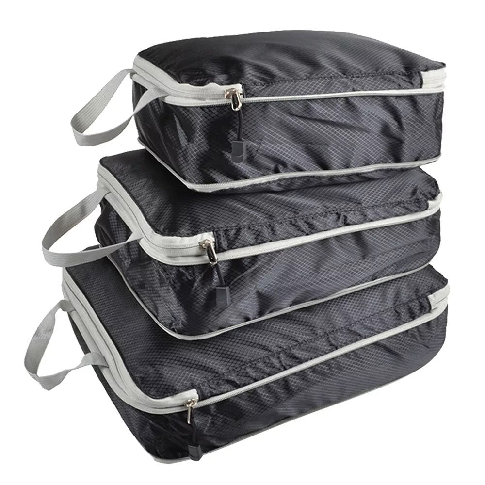3Pcs Compressible Travel Storage Bag Suitcase Packing Cubes